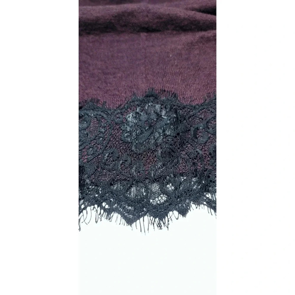 New York And Company Deep Purple Black Lace Sweater Size Medium - Picture 4 of 7